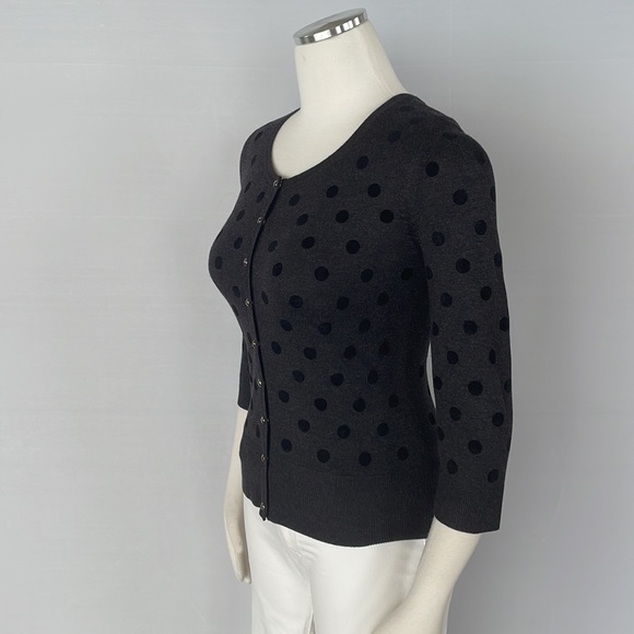 WHBM Gray Polka dot Cadigan Size Small - Picture 5 of 9